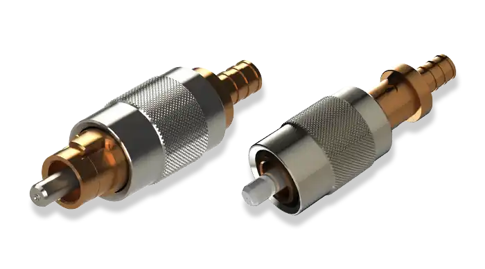 FCPC-Stecker mit Verdrehsicherung von FEMOtech, geeignet für PM-Faser